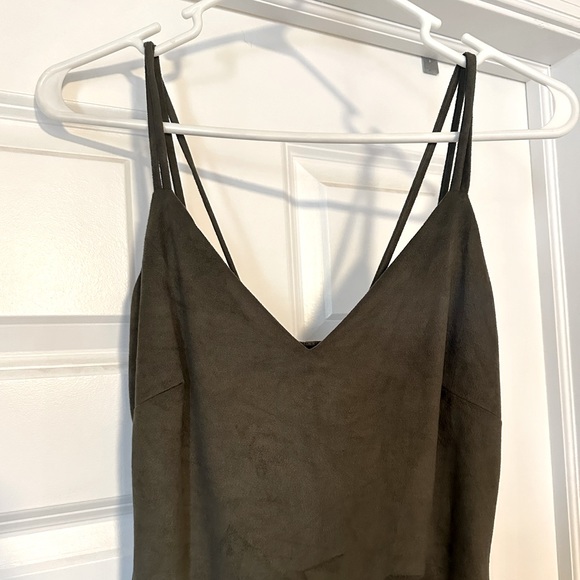Windsor Suede Midi Spaghetti Strap Dress Army Green - Picture 2 of 3